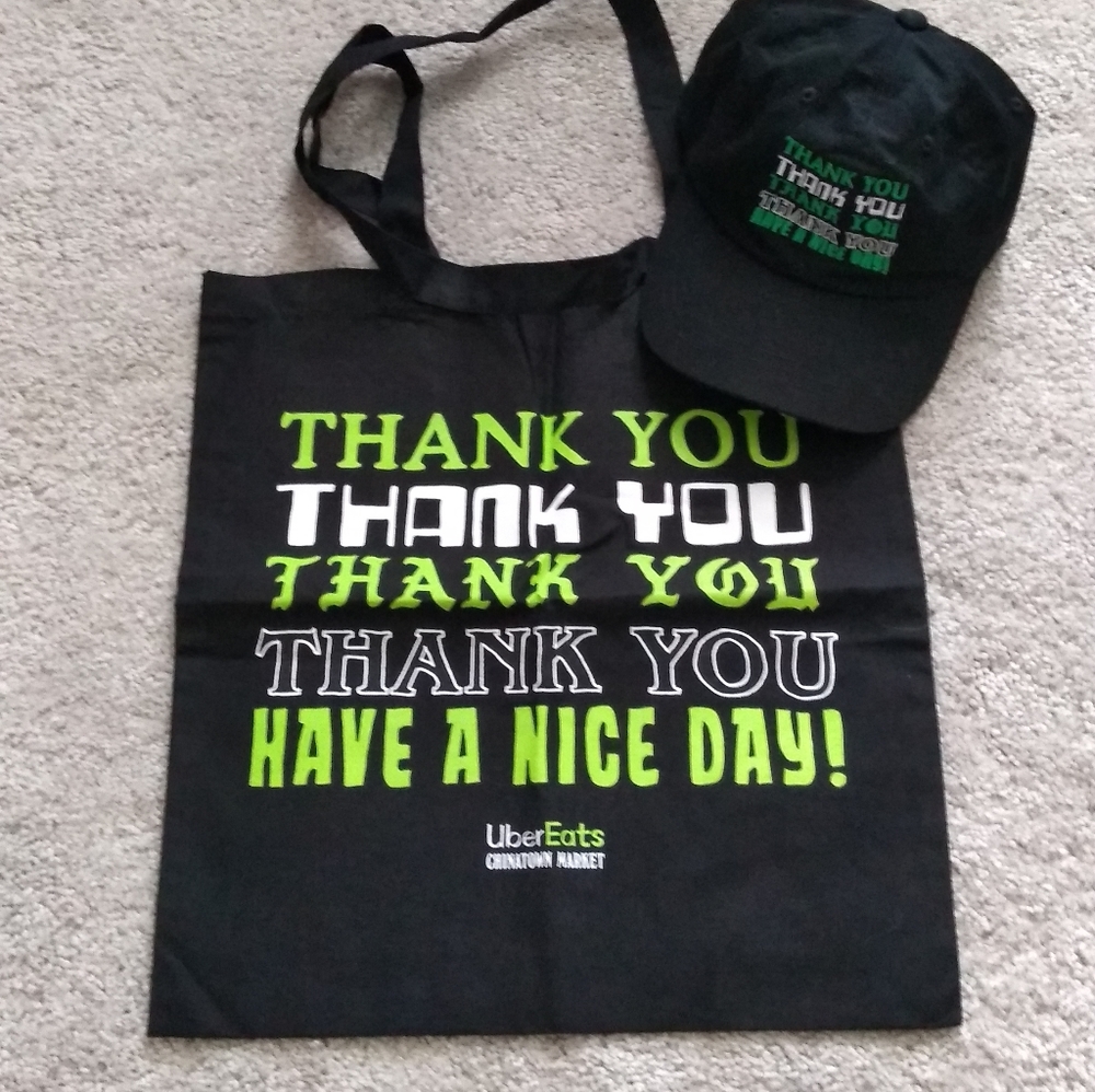 Chinatown Market x Uber Eats hat and tote bag